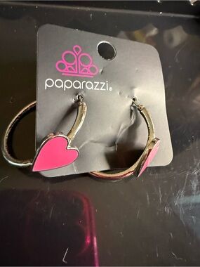 paparazzi Hot Pink Heart Hoops